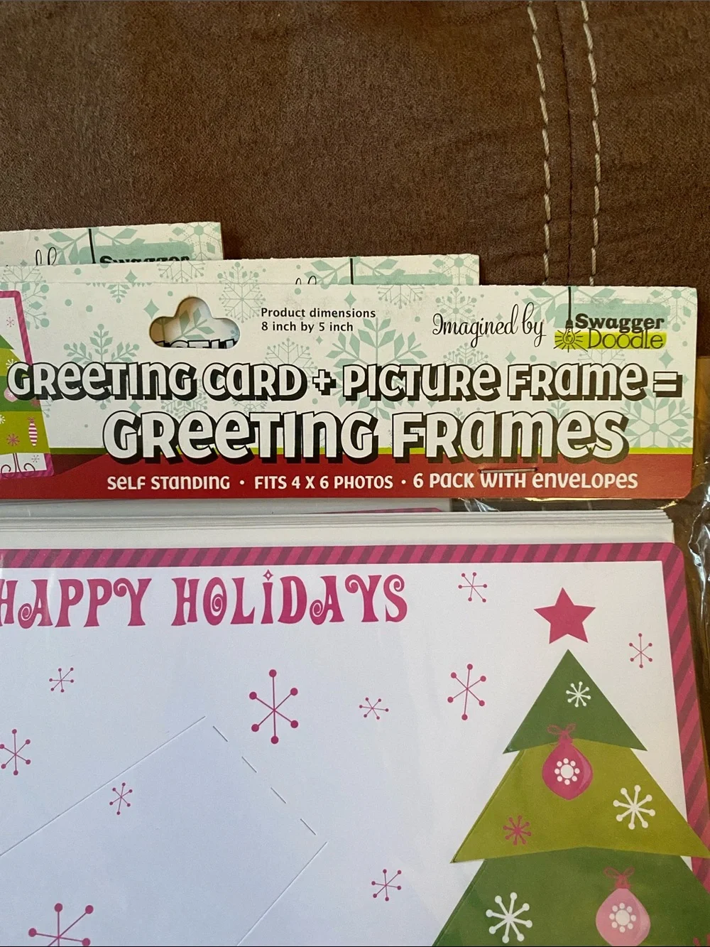 Happy Holidays Pink & Green Greeting Frames by Swagger Doodle